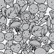 Seamless kawaii child pattern with cute doodles N15