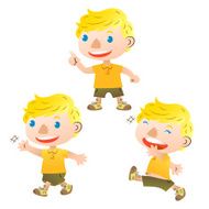 cute blond boy walking and talking