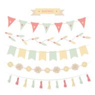 Buntings set on white background