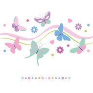 colorful butterflies flowers and hearts greeting card N2