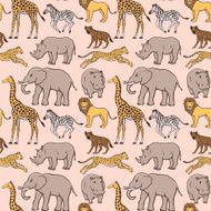 Seamless pattern with african animals N2