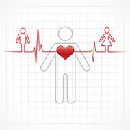 Heartbeat make a male and female symbol stock vector