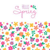 Sizon card Hello Spring with cute flowers N3