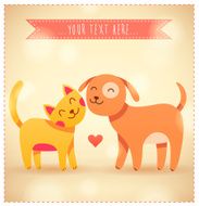 Colorful cat and dog illustration