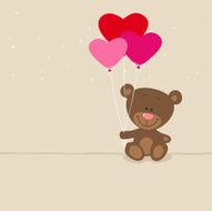 Little bear with heart balloons N4