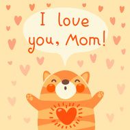 Greeting card for mom with cute kitten N4