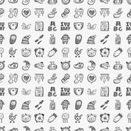 seamless doodle baby pattern N42