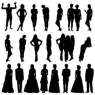 Black silhouettes of beautiful mans and womans N13