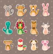 Chinese Zodiac animal stickers N2
