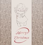 Rich ornate Christmas background with singing angel N5