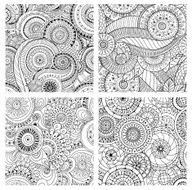 Set of seamless pattern with flowers Ornate zentangle textures