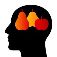 SIlhouette of head with fruits