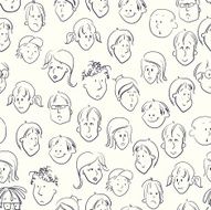 hand drawn doodle faces seamless pattern