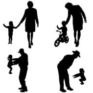Vector silhouette of people with children N10