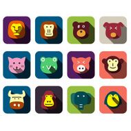 animal face flat icon set N4