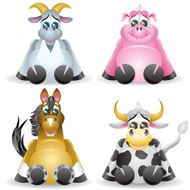 Farm Animals - Goat Pig Horse and a Bull