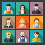Flat avatar icons faces people icons N6