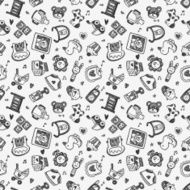 seamless doodle baby pattern background N40