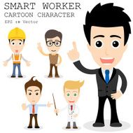 Smart worker cartoon character eps 10 vector illustration N10