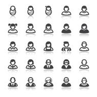 Age Life stage People flat icons with reflection