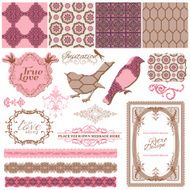 Scrapbook Design Elements - Vintage Tiles and Birds N3