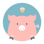 Animal set Portrait in flat graphics - Pig