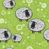 Seamless pattern with cartoon sheeps Kids vector background