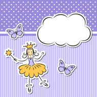 Little girl with paper cloud and butterflies