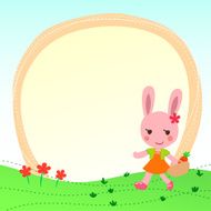 cute greeting card or Photo Frame with bunny