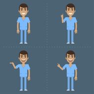Male nurse indicates in various poses