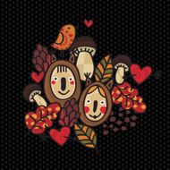 Autumn style nature background with children