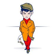 teen cartoon hooligan with slingshot