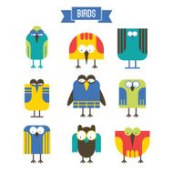 Set of cartoon bird