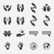 Charity icon set vector