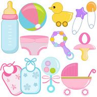 Cute vector Icons Design Elements Accessories for the baby mom