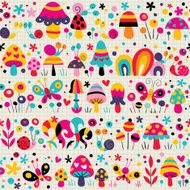 mushrooms butterflies &amp; snails pattern