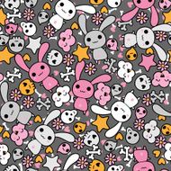 Seamless pattern with doodle Vector kawaii illustration N13