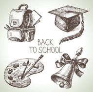 Hand drawn vector school object set