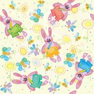 Seamless pattern of cute rabbits