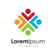Partnership community colorful union icon simple elements logo