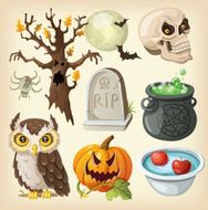 Set colorful items for the day of dead - halloween