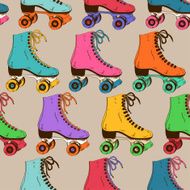 Seamless pattern with retro roller skates N2