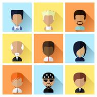 Set of Men Faces Icons in Flat Design N6
