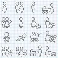 Family life icons set