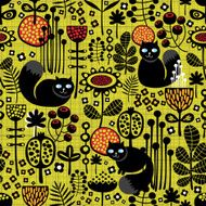 Seamless pattern with black cats
