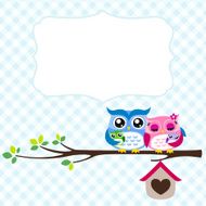 owl family spring illustration N6