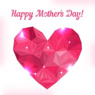 Happy Mother day Love symbol Pink origami heart on white N3