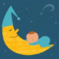 Sleeping baby boy with moon