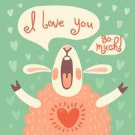 Card to the birthday or other holiday with cute sheep N3