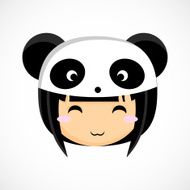 Face of a little cute girl in costume panda Illustration